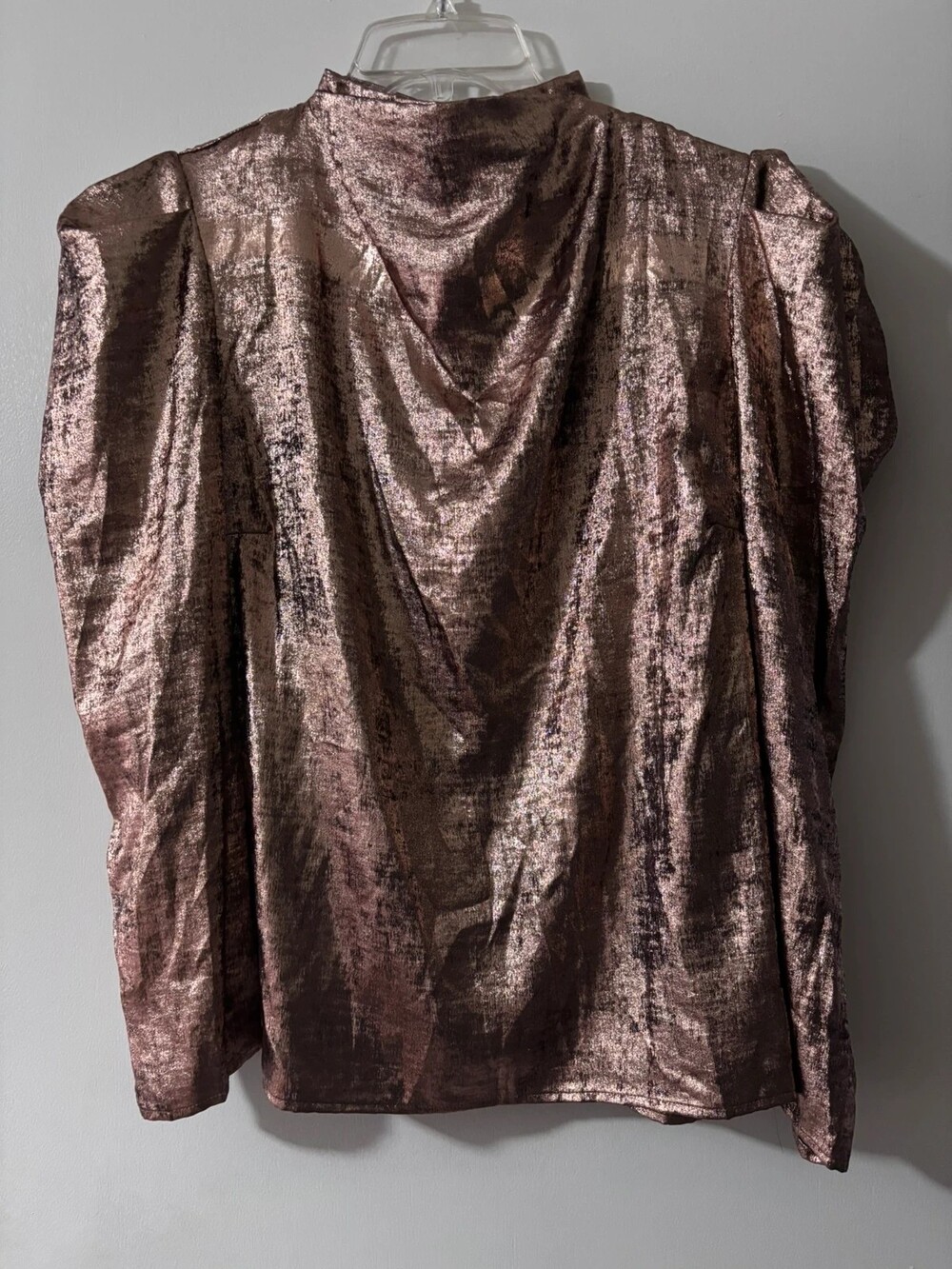 Future Collective Kahlana Barfield Brown Metallic Rose Gold Blouse - L